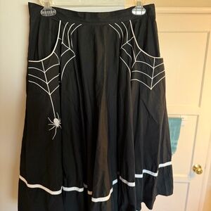 Hell Bunny black embroidered spiderweb circle skirt